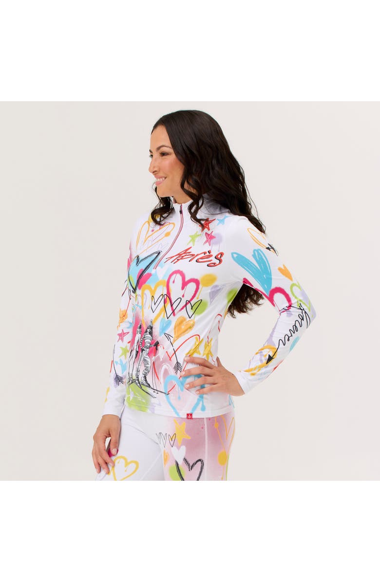 Krimson Klover Graffiti Girls Base Layer Top, Main, color, White Graffiti