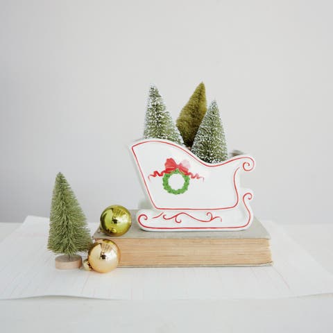 Stoneware Sled Container in Winter Palette