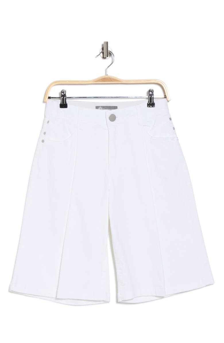 Democracy Pleated Front Denim Bermuda Shorts, Alternate, color, Optic White