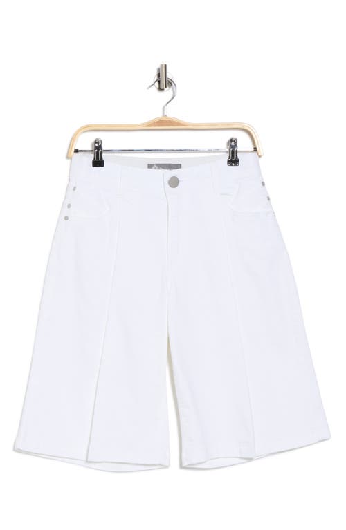 Democracy Pleated Front Denim Bermuda Shorts In White