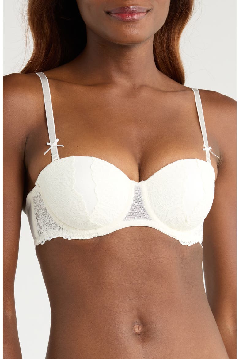 Posie Lace Padded Underwire Bra, Alternate, color, SNOW WHITE