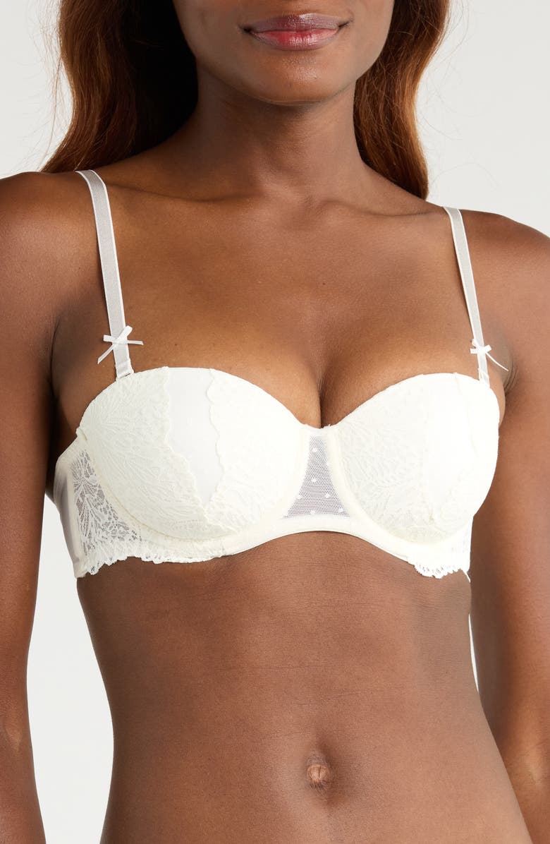 Hunkemöller Posie Lace Padded Underwire Bra, Alternate, color, Snow White