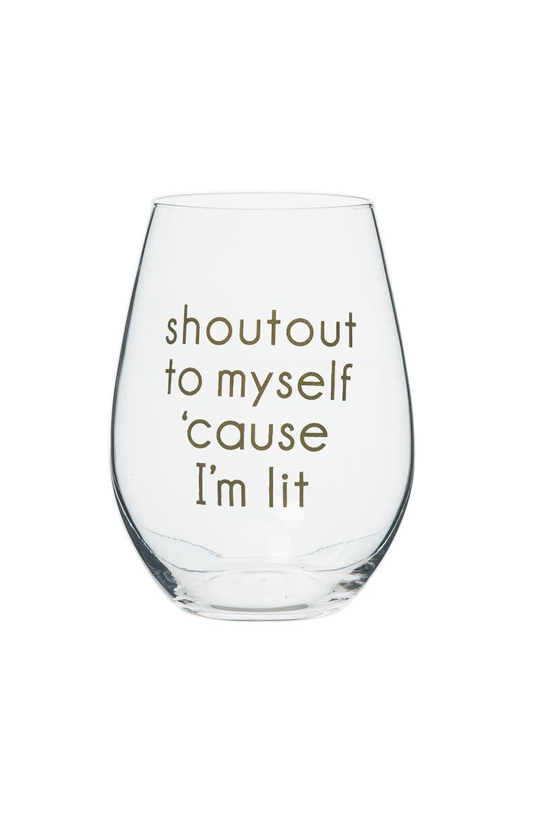 Shoutout To Myself Wine Glass Clear 18 oz, Main, color, Clear