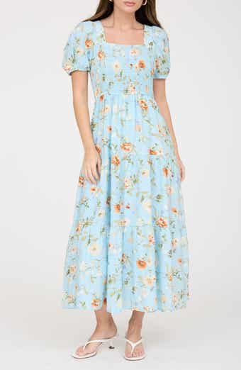 AUGUST SKY Smocked Midi Dress