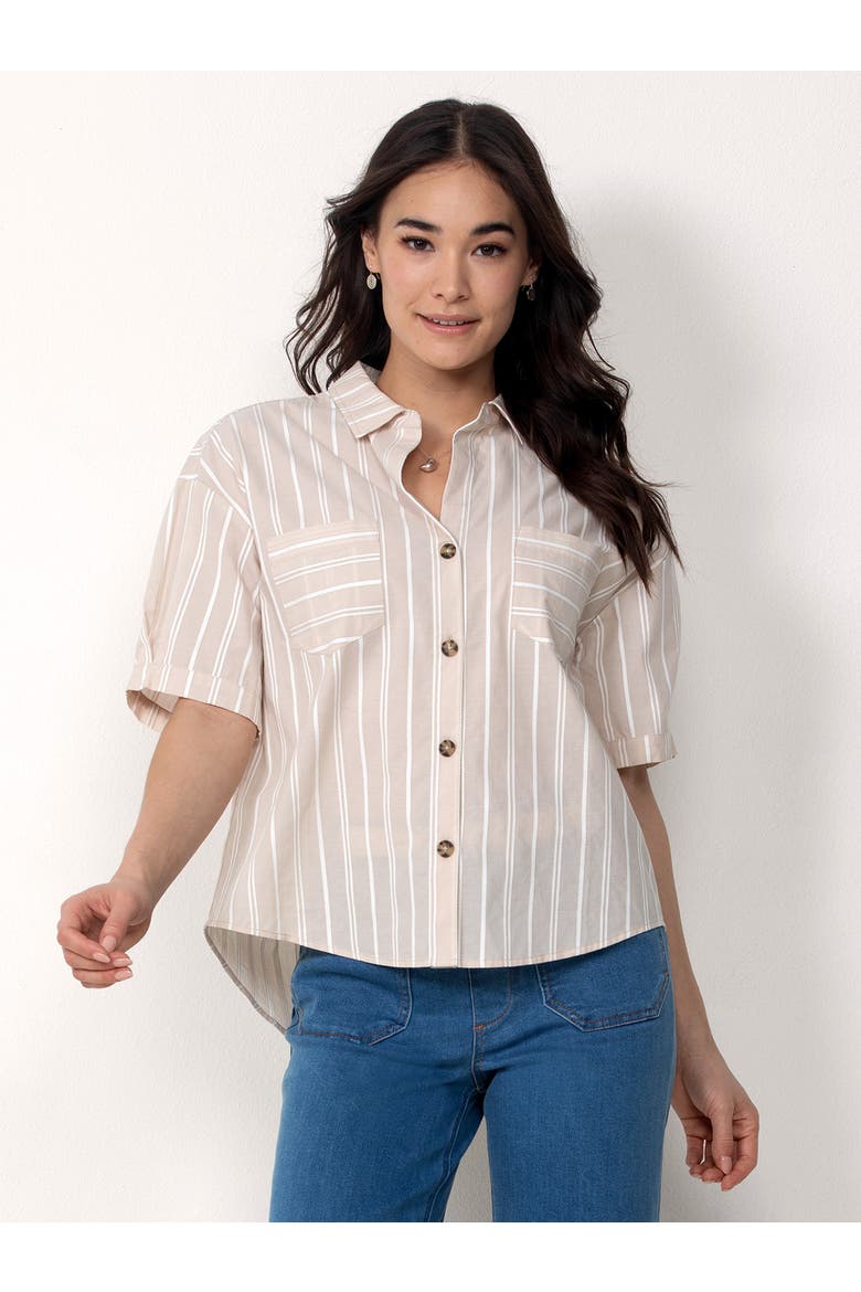 Cotton Button Up Shirt, Main, color, Khaki Sand