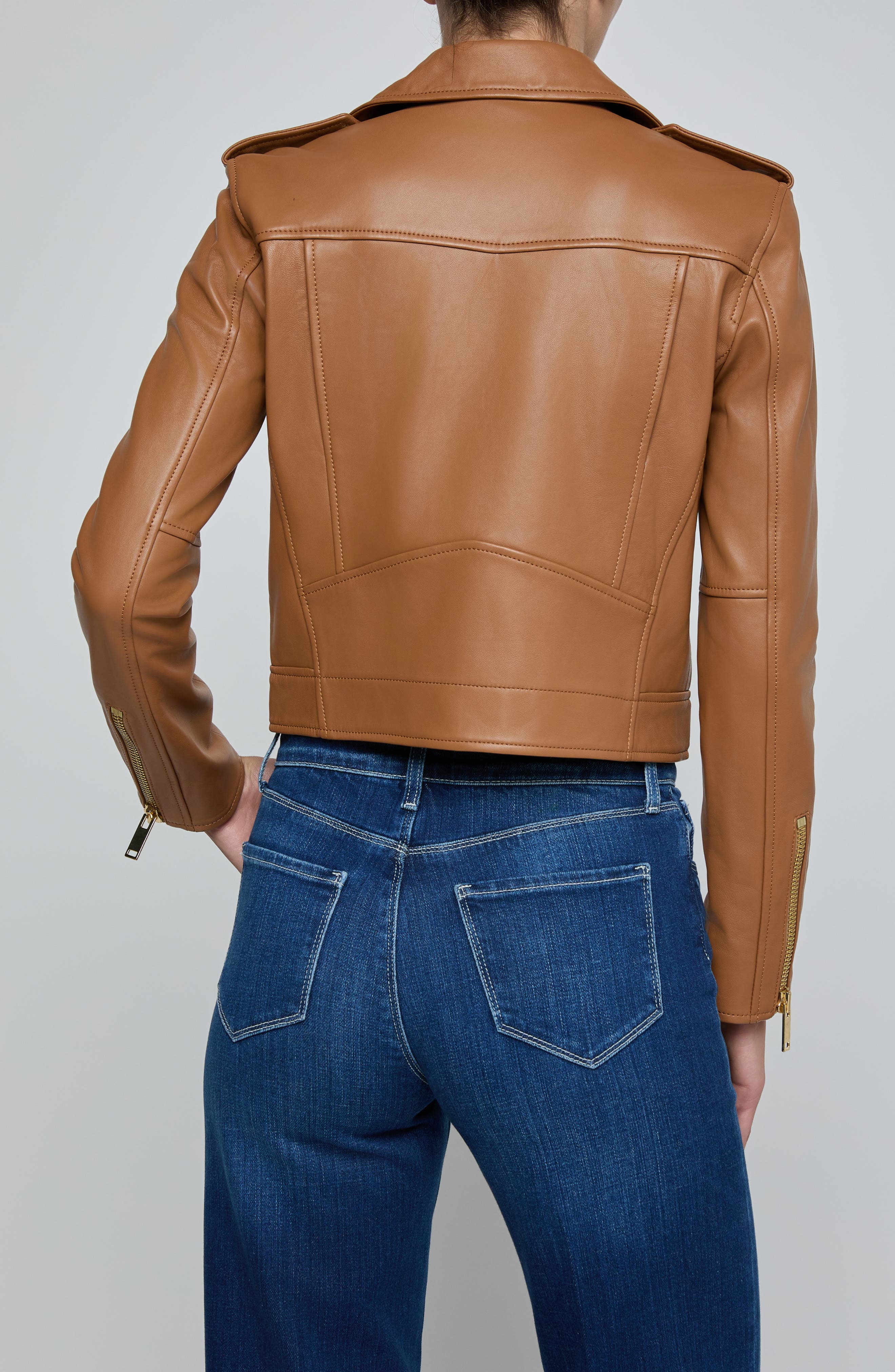 Blakely Crop Leather Biker Jacket - image 4