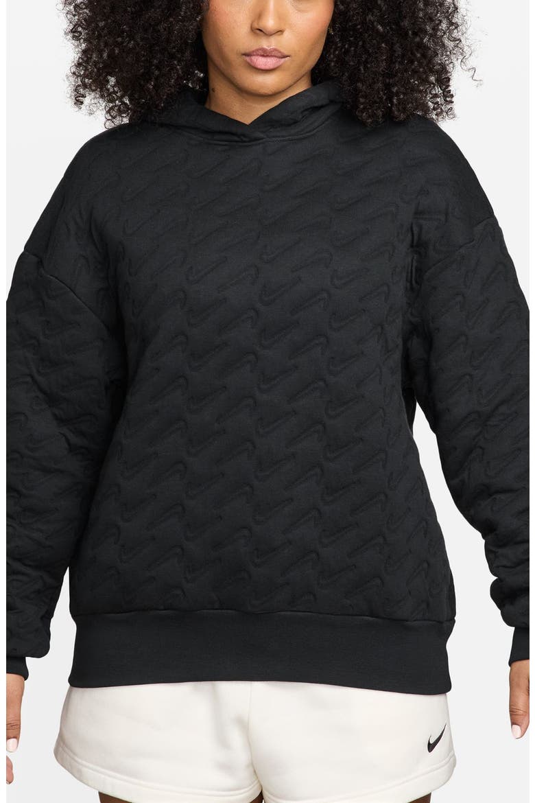Swoosh Jacquard Phoenix Fleece Hoodie, Main, color, BLACK/ ANTHRACITE
