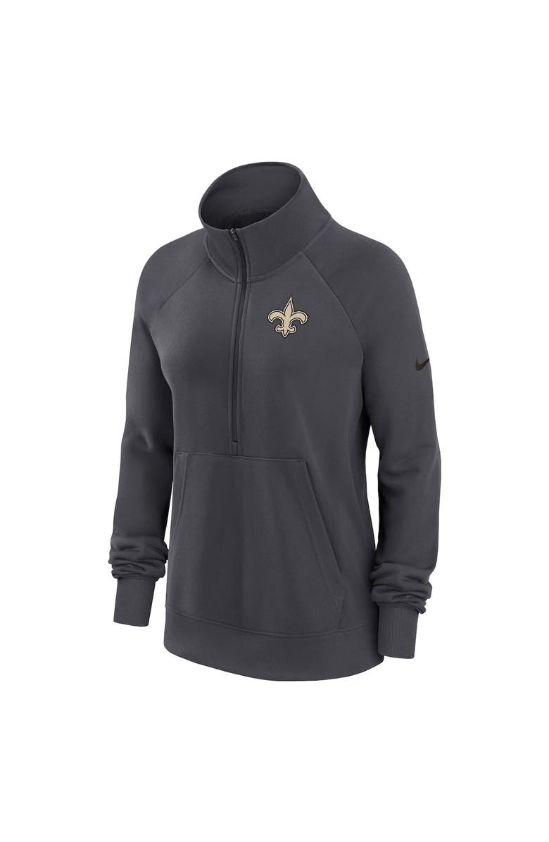 Nike Women's Nike Charcoal New Orleans Saints Premium Raglan Performance Half-Zip Sweatshirt, Alternate, color, 