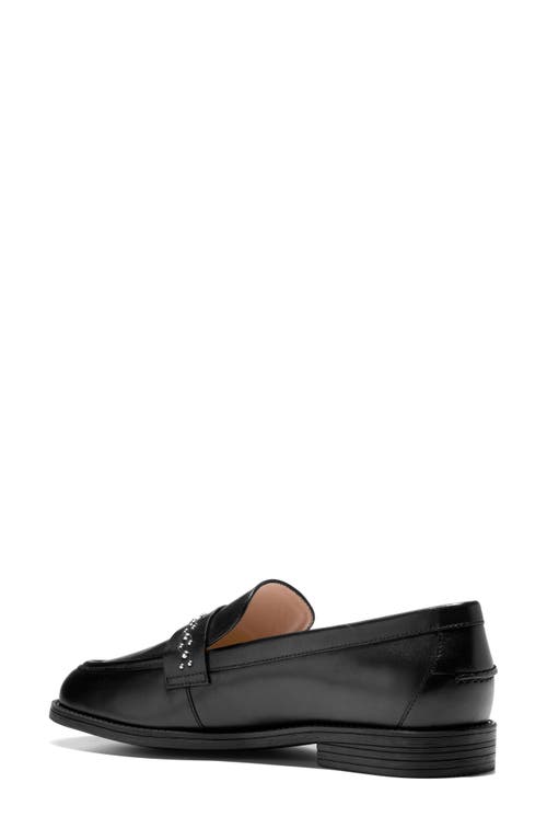 Cole Haan Stassi Embellished Stud Loafer In Black Leather