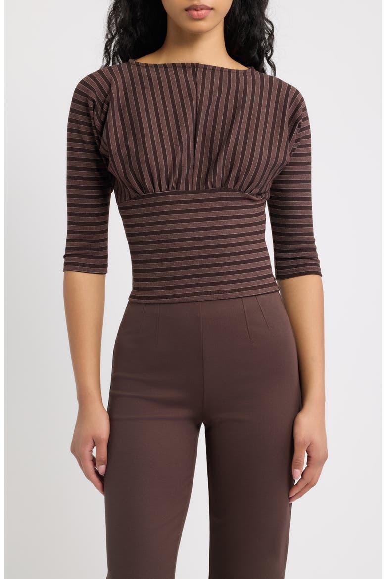 Promesa Three-Quarter Sleeve Top, Main, color, CHOCOLAT