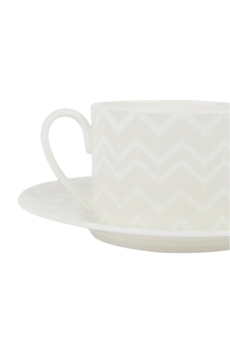 Missoni Home Zigzag White Set Of 2 Tea Cups & Saucers, Alternate, color, White