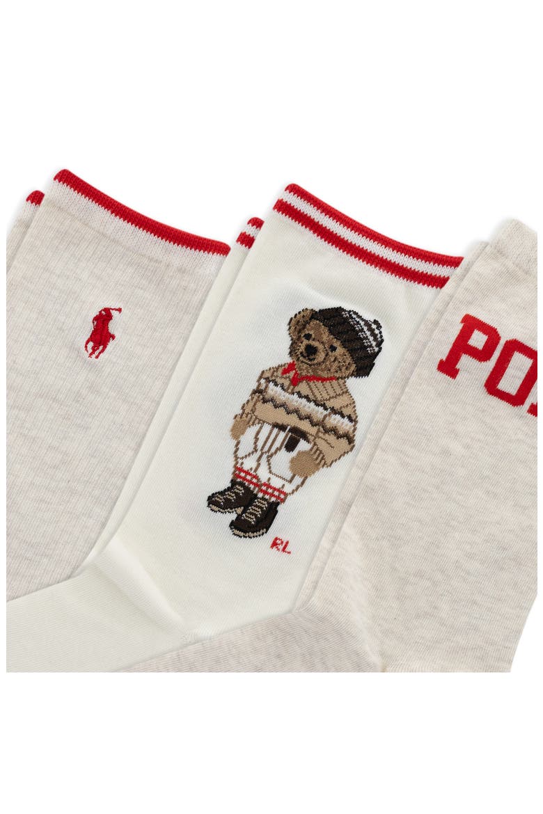 Colorado Bear Assorted 3-Pack Cotton Blend Crew Socks, Alternate, color, OATMEAL