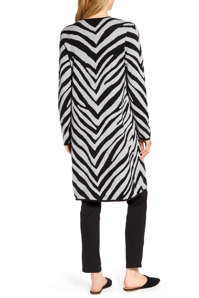 Zebra Stripe Drape Lapel Jacquard Cardigan, Alternate, color, SILVER HEATHER