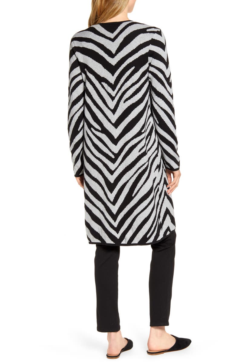 Vince Camuto Zebra Stripe Drape Lapel Jacquard Cardigan, Alternate, color,
