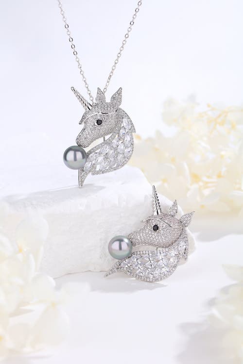 Classicharms Pavé Unicorn Brooch In Metallic