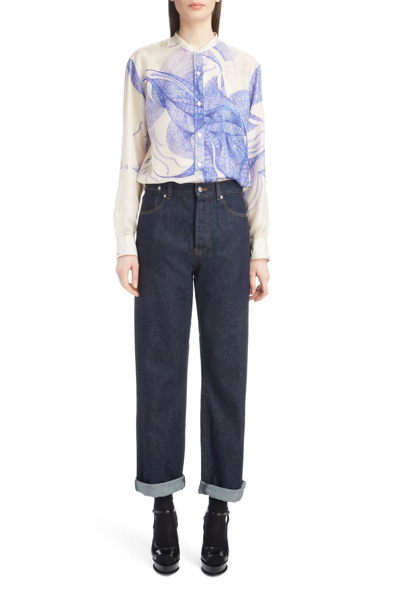 Floral Silk Blouse, Alternate, color, BLUE
