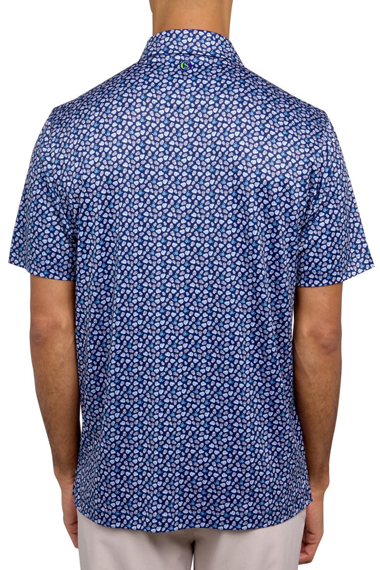 Regular Fit Micro Mexi Skulls Print Recycled Performance Golf Polo, Alternate, color, NAVY/BLUE