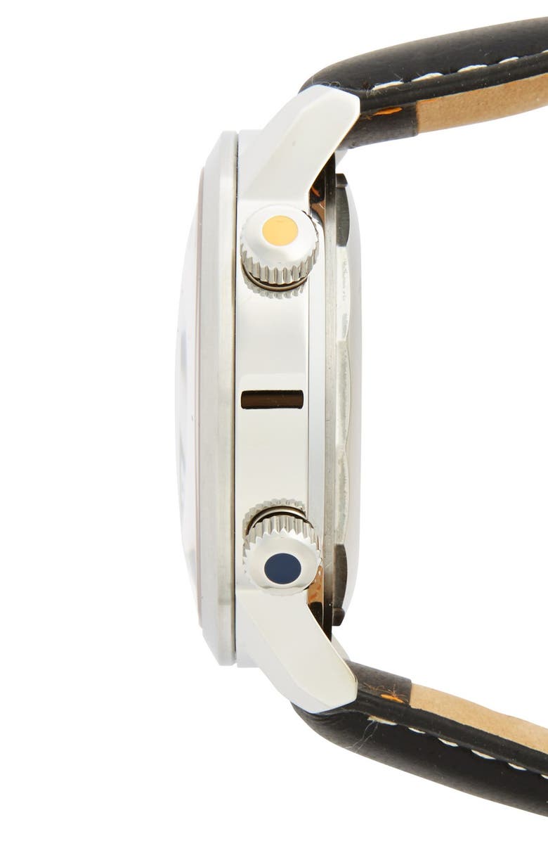 Jack Spade 'Stanton' Dual Time Leather Strap Watch, 43mm, Alternate, color, 