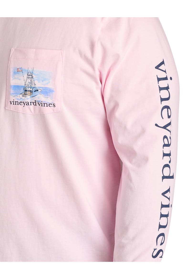 Big & Tall Painted Shining Sea Flag Long-Sleeve Pocket T-Shirt, Alternate, color, PINK DRINK