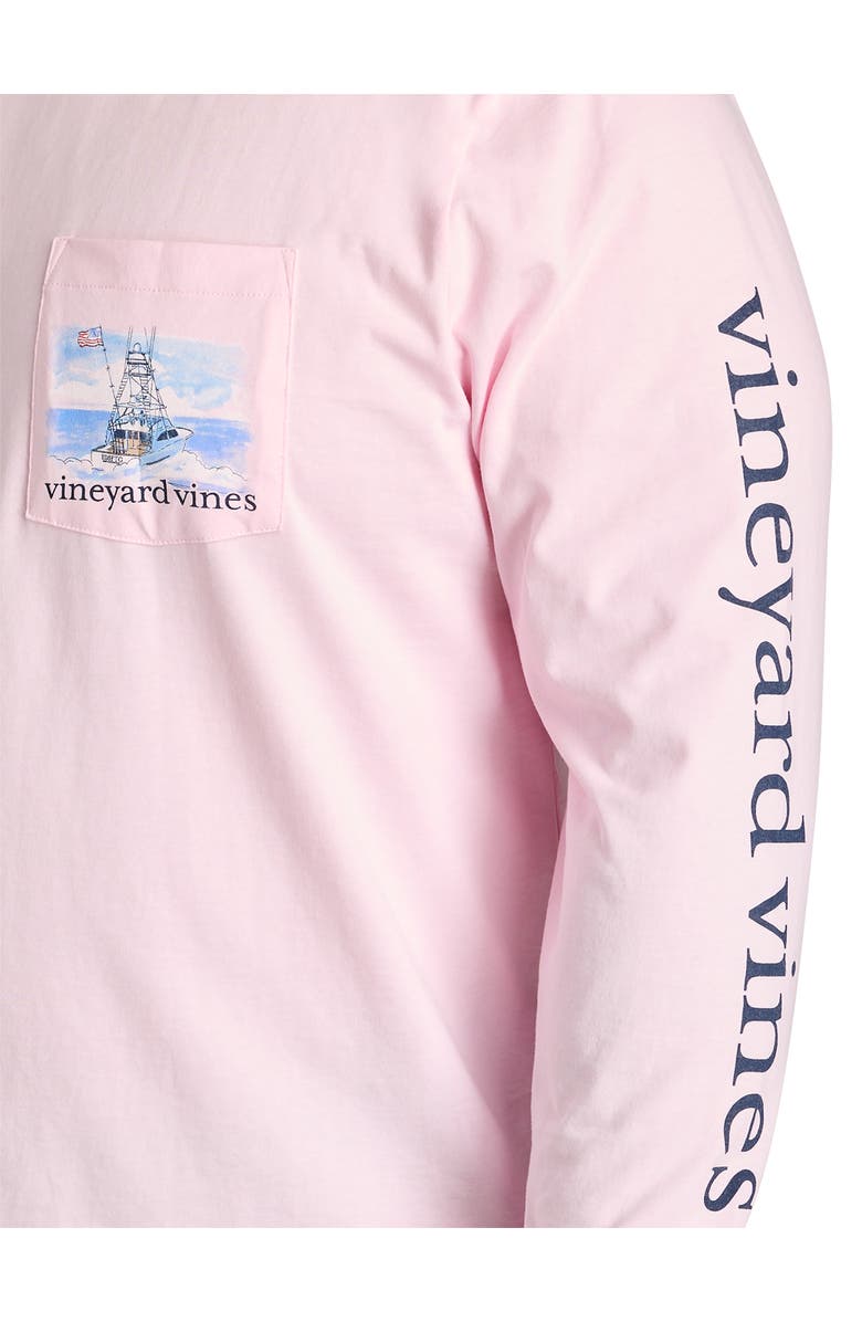 vineyard vines Big & Tall Painted Shining Sea Flag Long-Sleeve Pocket T-Shirt, Alternate, color, Pink Drink