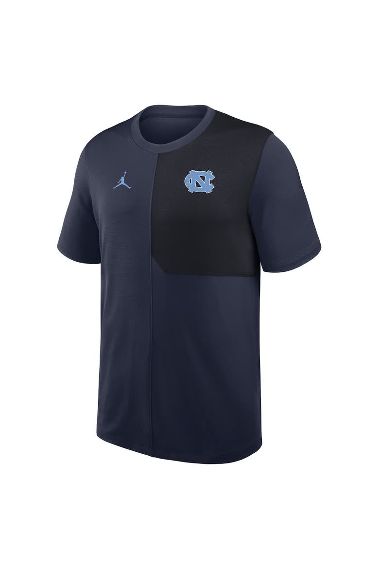 Men's Jordan Brand Navy North Carolina Tar Heels 2025 Sideline UV Performance Coach T-Shirt, Alternate, color, Navy