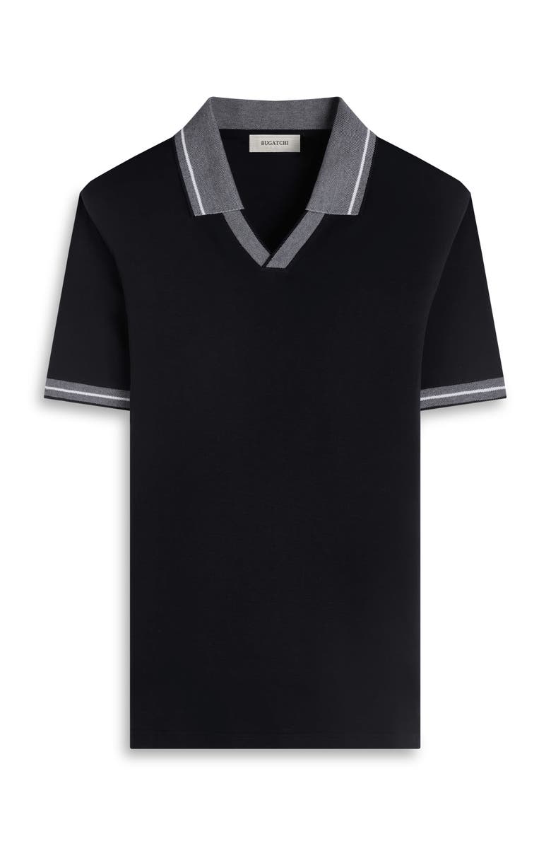 Bugatchi Pima Cotton Johnny Collar Polo, Alternate, color, Black