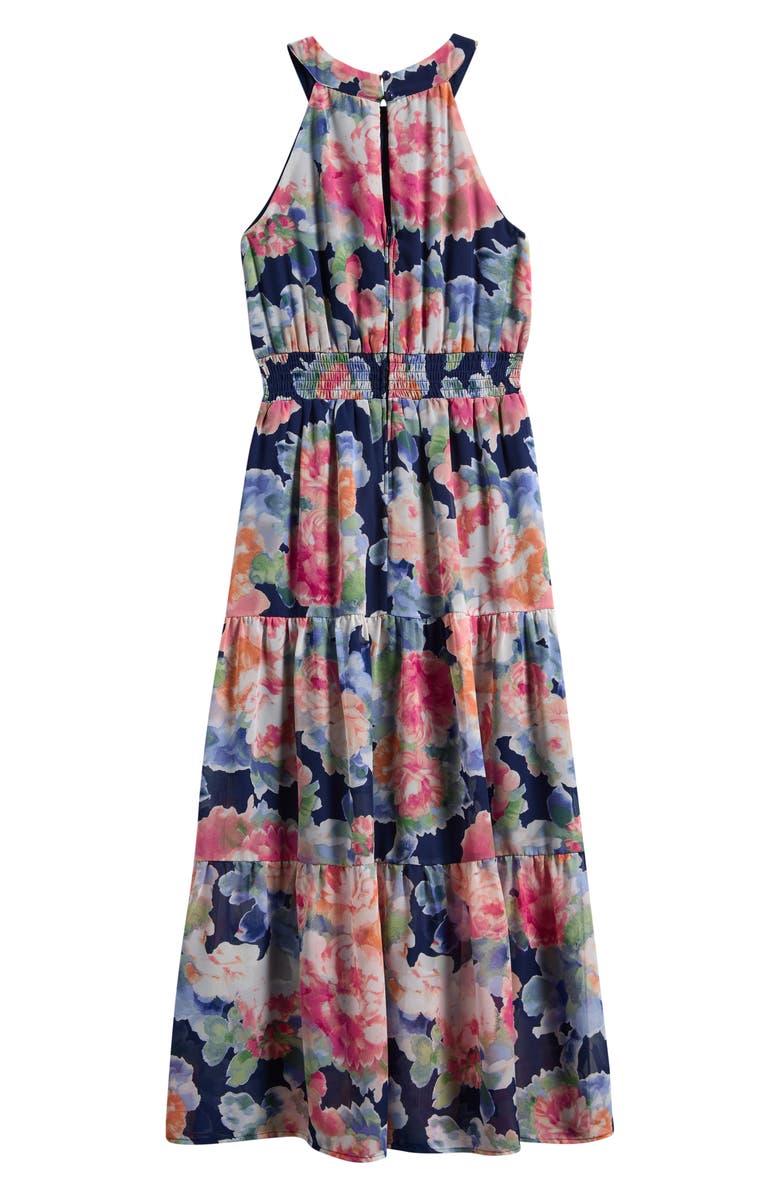 LOVE, NICKIE LEW Kids' Floral Print Party Dress, Alternate, color, Blue/ Pink