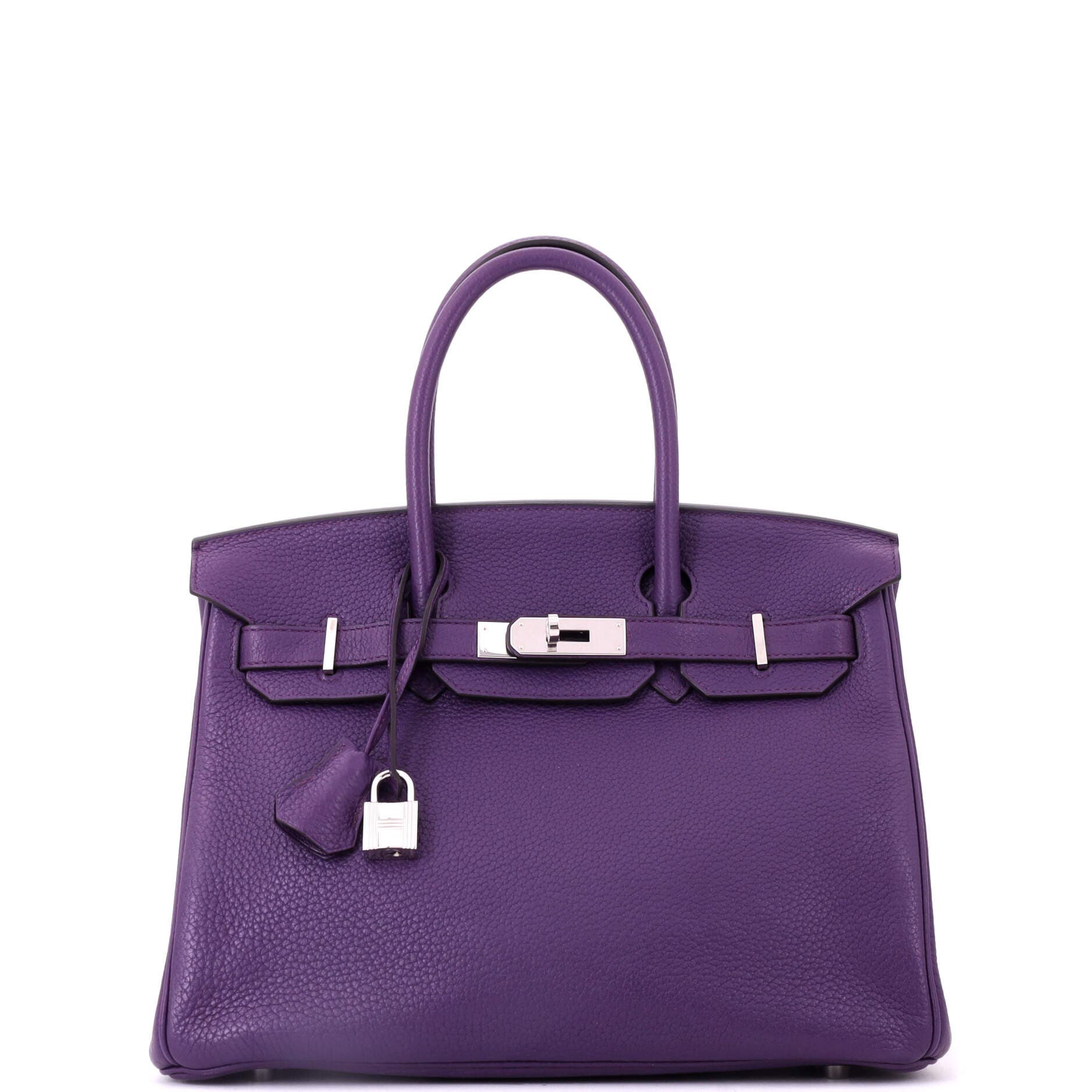 Pre-Owned Hermes Birkin Handbag Purple Togo with Palladium Hardware 30, Main, color, Ultraviolet