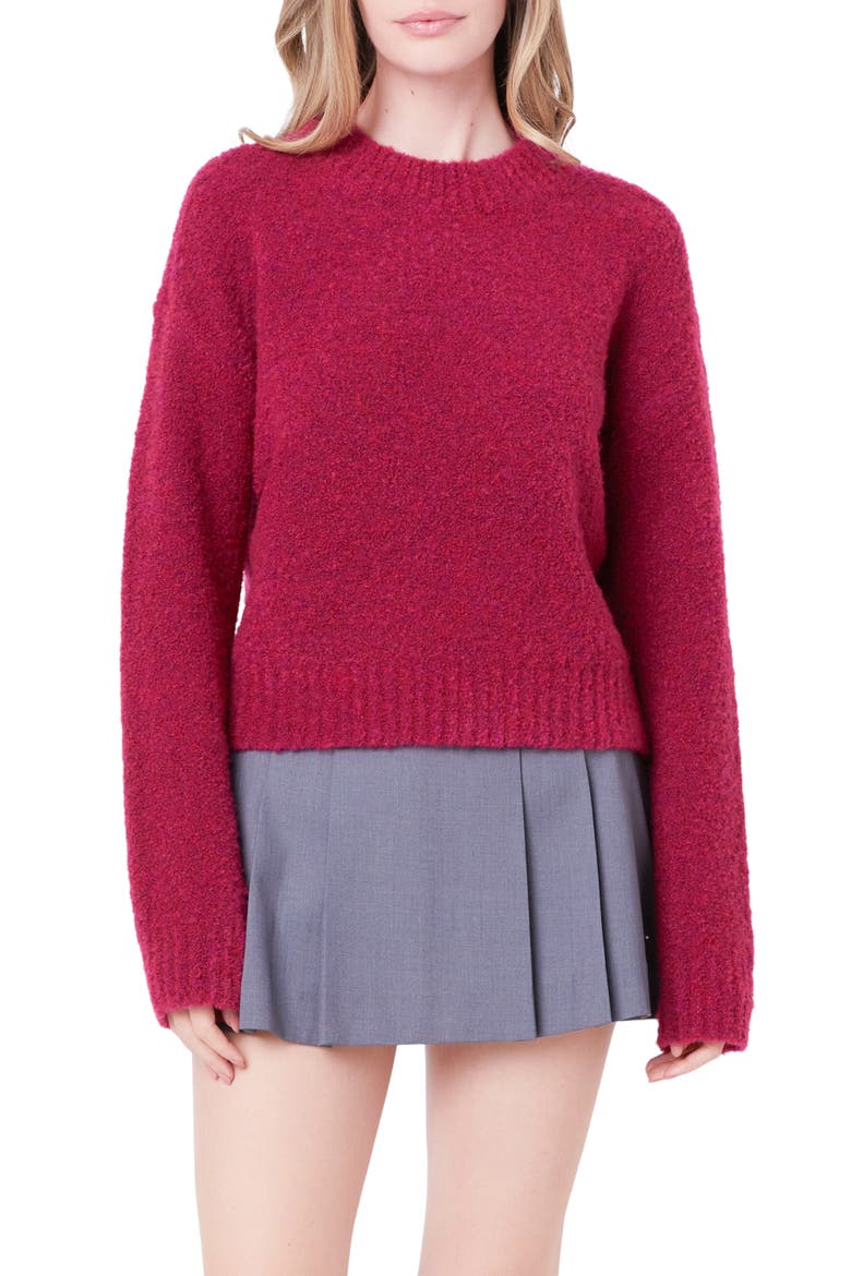 Cozy Crewneck Sweater, Main, color, BORDEAUX