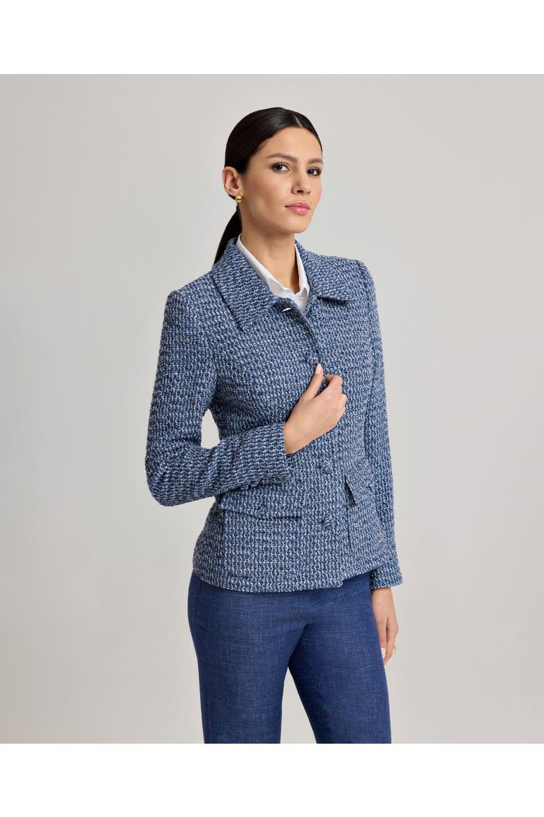 Elinor Short Bouclé Jacket, Alternate, color, Indigo Denim