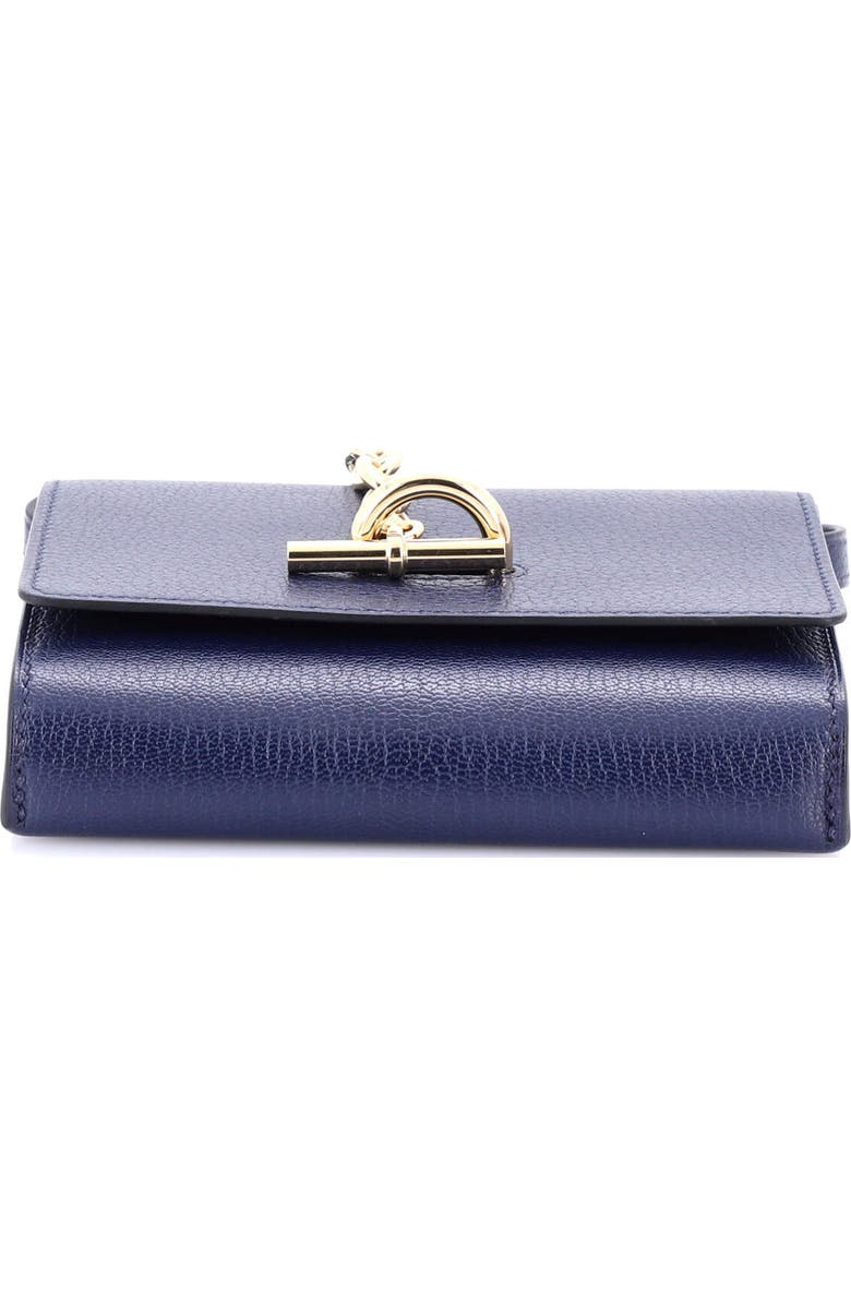 Pre-Owned Hermes Chaine d'Ancre Compact Wallet on Strap Chevre Mysore, Alternate, color, Bleu Nuit