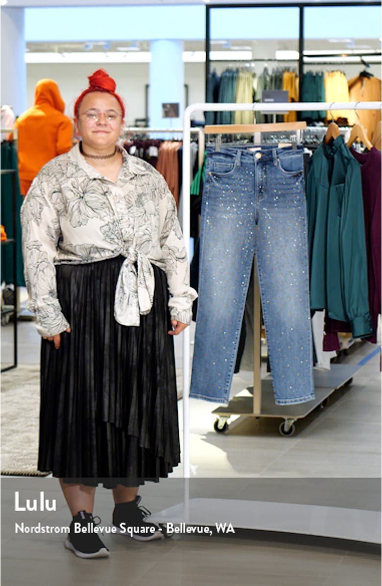 Reese Fab Ab Rhinestone High Waist Ankle Slim Straight Leg Jeans, sales video thumbnail