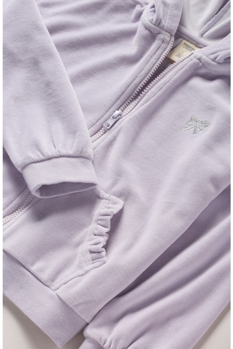 Kids' Bow Embroidered Velour Full Zip Hoodie, Alternate, color, PURPLE PETAL BOW EMB