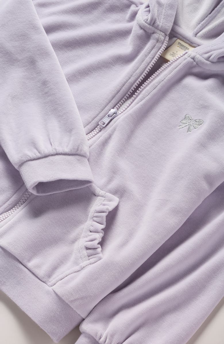 Tucker + Tate Kids' Bow Embroidered Velour Full Zip Hoodie, Alternate, color, Purple Petal Bow Emb