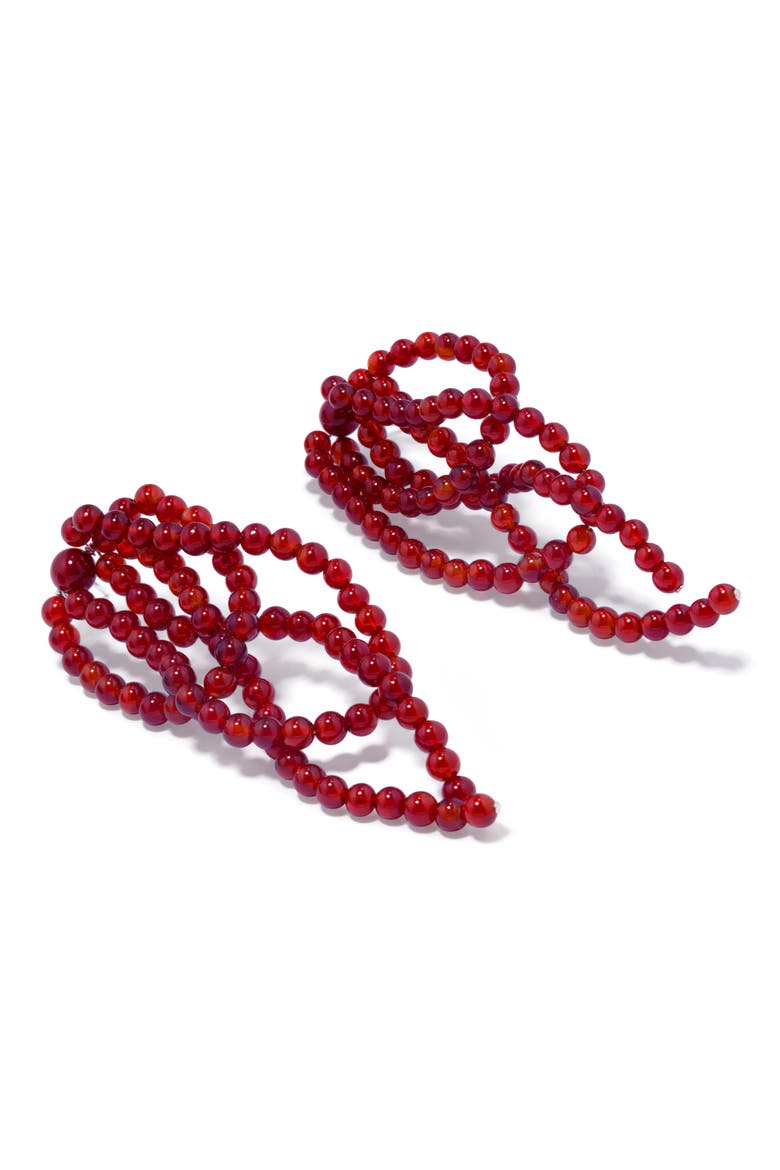 Beaded Agate Drop Earrings, Alternate, color, RED/ SILVER PLATED