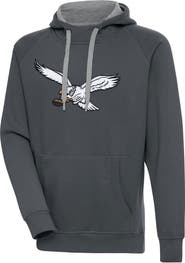 ANTIGUA Men's Antigua Charcoal Philadelphia Eagles Throwback Logo Victory Pullover Sweatshirt