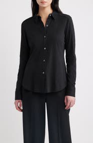 Theory Riduro C.Nebulous Organic Cotton Slub Long Sleeve Button-Up Shirt