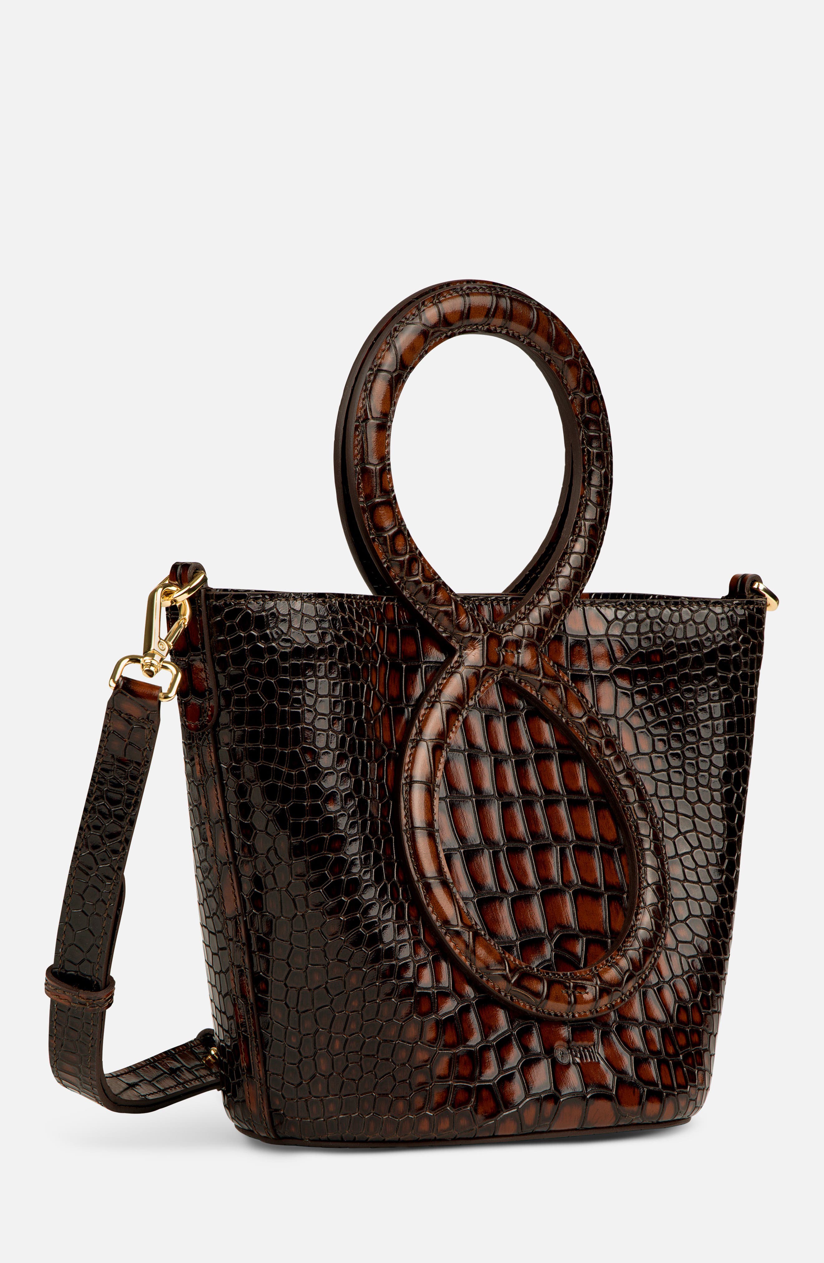 Infinity Bag - Burgundy and Brown Crocodile Embossed, Alternate, color, Burgundy and Brown