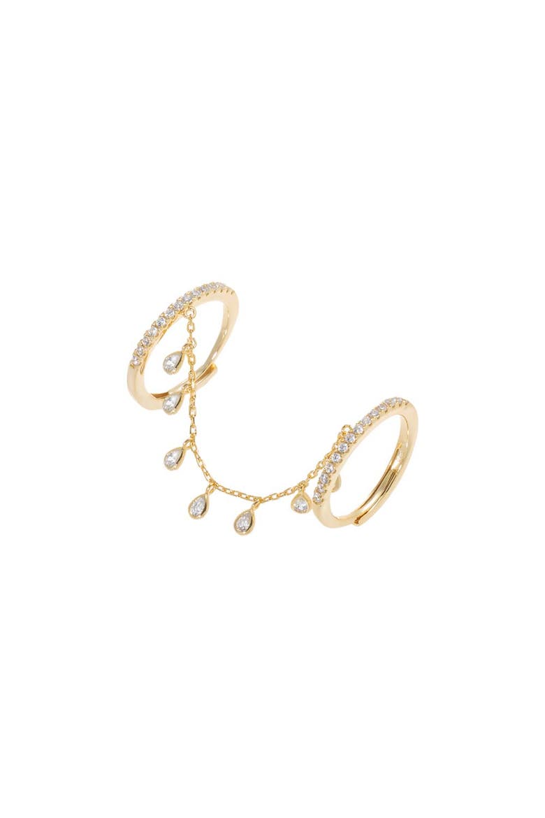Double Dangling Pear CZ Double Ring, Main, color, Gold