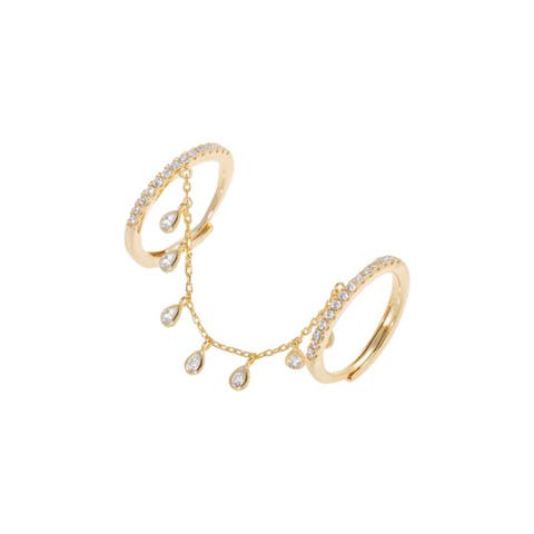 Double Dangling Pear CZ Double Ring