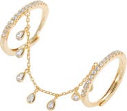 BY ADINA EDEN Double Dangling Pear CZ Double Ring