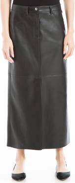 MAX STUDIO Faux Leather Slit Front Skirt
