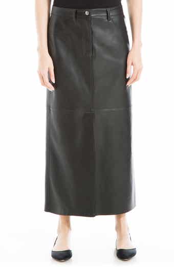 MAX STUDIO Faux Leather Slit Front Skirt