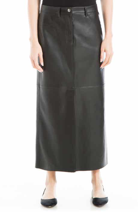 MAX STUDIO Faux Leather Slit Front Skirt