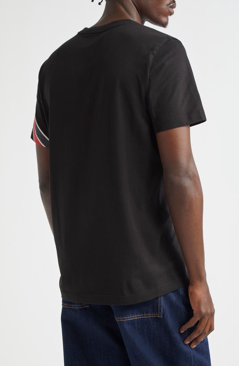 Moncler Stripe Logo Cotton T-Shirt, Alternate, color, Black