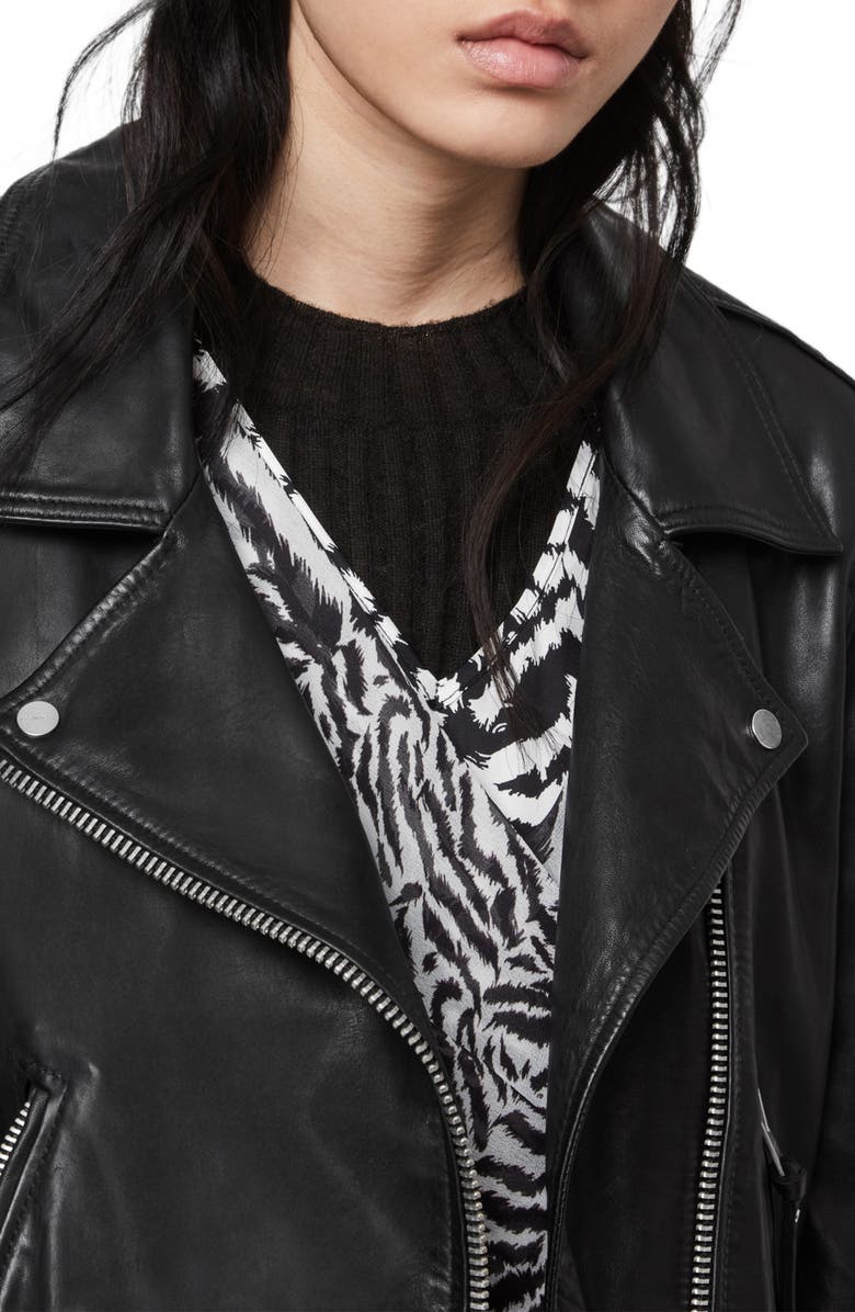 AllSaints Luna Leather Biker Jacket, Alternate, color, 