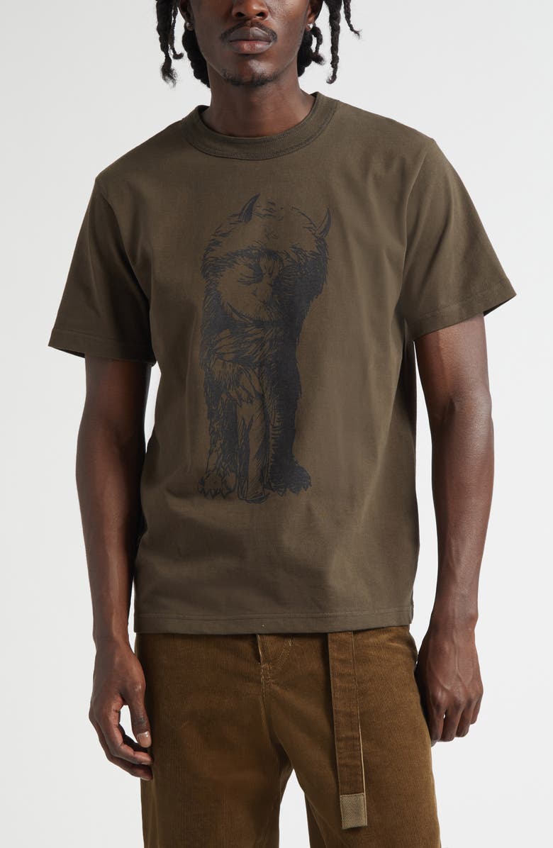 Sacai 'Where the Wild Things Are' Graphic T-Shirt, Main, color, Dark Khaki