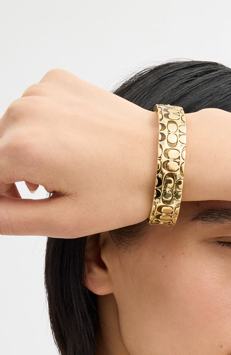 COACH Logo Quilted Hinged Bangle, Alternate, color, 