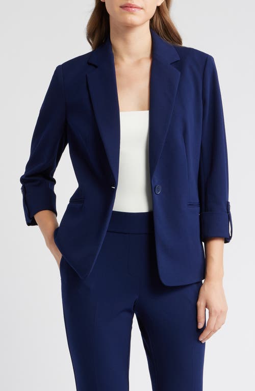 Ak Anne Klein One-button Blazer In Gray
