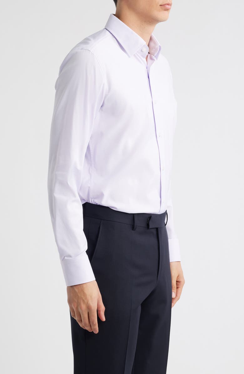 BOSS Hank Kent Slim Fit PerformanceTwill Dress Shirt, Alternate, color, Open Purple